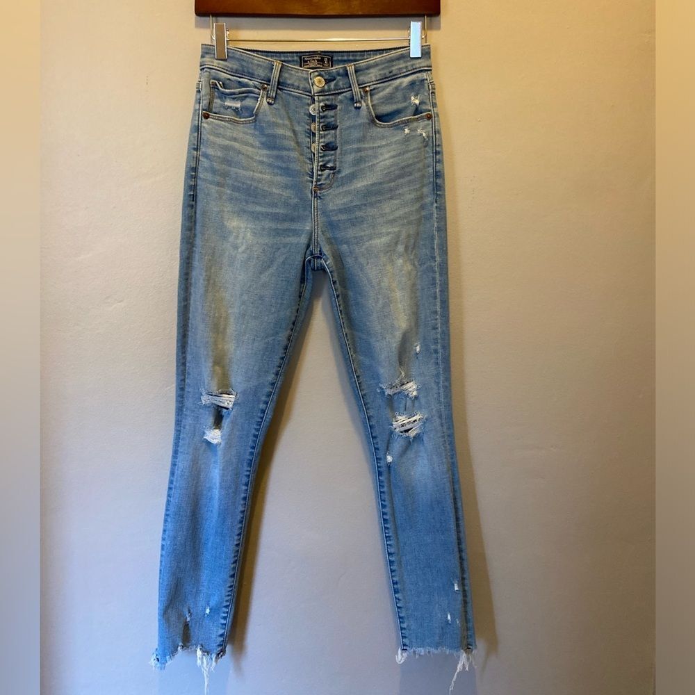 Abercrombie & Fitch High-Rise Distressed Light Blue Jeans